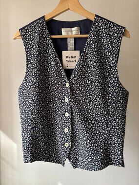 1990s Floral Vest with Tie Back | Vintage Sleeveless Top